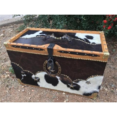  Western Cowhide Leather Trunk 